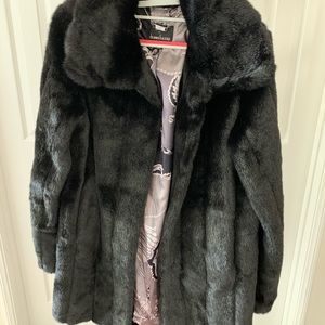 Dennis Basso Black Faux Fur Coat